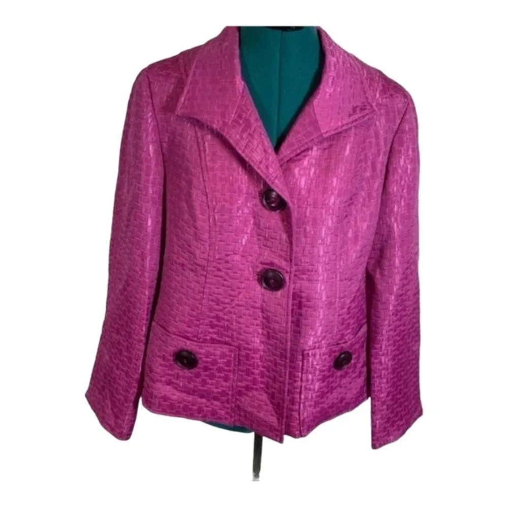 600 West Magenta Textured Blazer Jacket Career Office Business Chic‎ Size 8 EUC - Picture 2 of 12